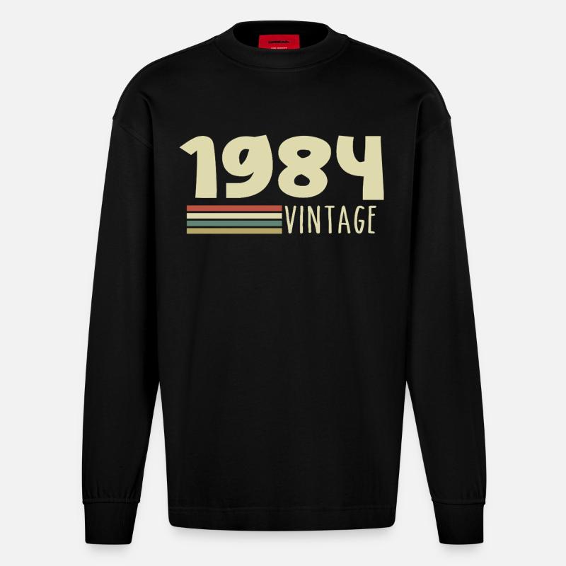 1984-Jubiläum-1984-retro-1984 - Heavyweight Oversized Organic Langarmshirt Made in EU - SOLID BLACK