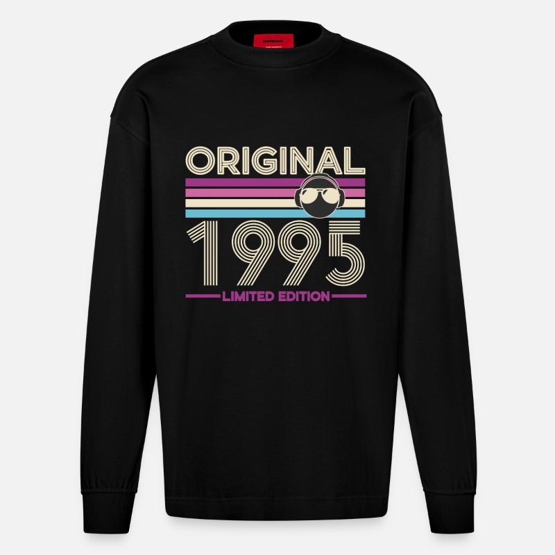Original 1995 Édition Limitée - Manches longues bio épais oversize fabriqué en UE - SOLID BLACK