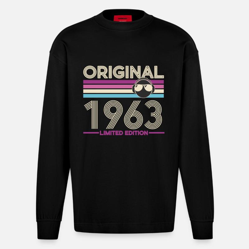 Original 1963 Édition Limitée - Manches longues bio épais oversize fabriqué en UE - SOLID BLACK
