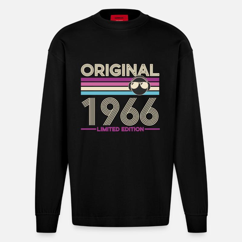 Originale limitierte Edition von 1966 - Heavyweight Oversized Organic Langarmshirt Made in EU - SOLID BLACK