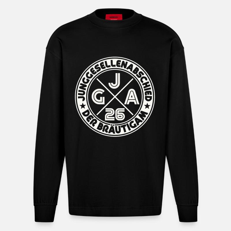Der Bräutigam JGA 2026 Junggesellenabschied - Heavyweight Oversized Organic Langarmshirt Made in EU - SOLID BLACK