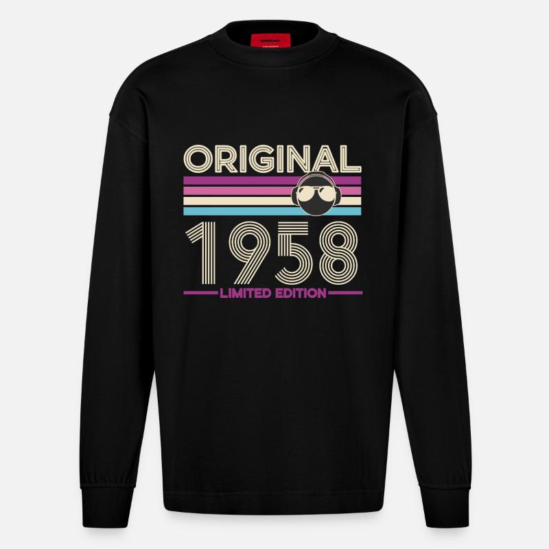 Original 1958 Édition Limitée - Manches longues bio épais oversize fabriqué en UE - SOLID BLACK