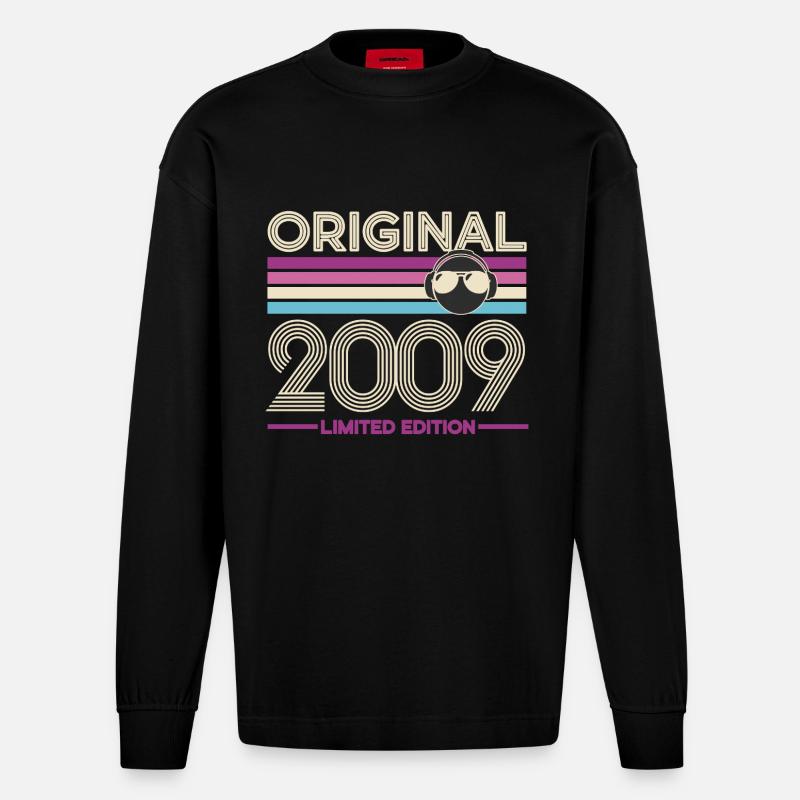Originale limitierte Edition 2009 - Heavyweight Oversized Organic Langarmshirt Made in EU - SOLID BLACK