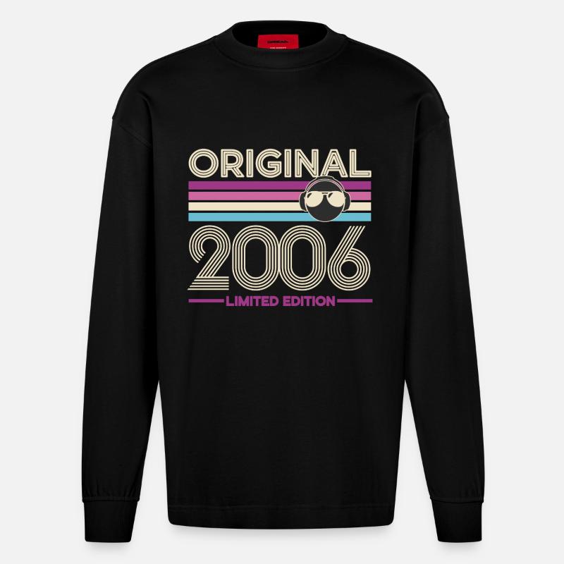 Original 2006 Édition Limitée Retro - Manches longues bio épais oversize fabriqué en UE - SOLID BLACK