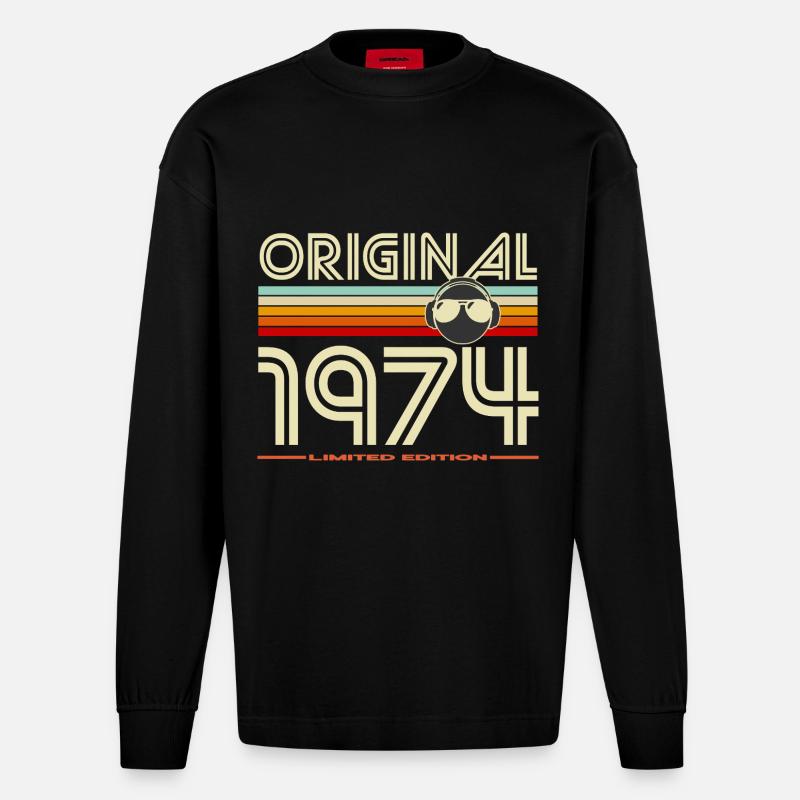 Originale Retro-Edition von 1974 - Heavyweight Oversized Organic Langarmshirt Made in EU - SOLID BLACK