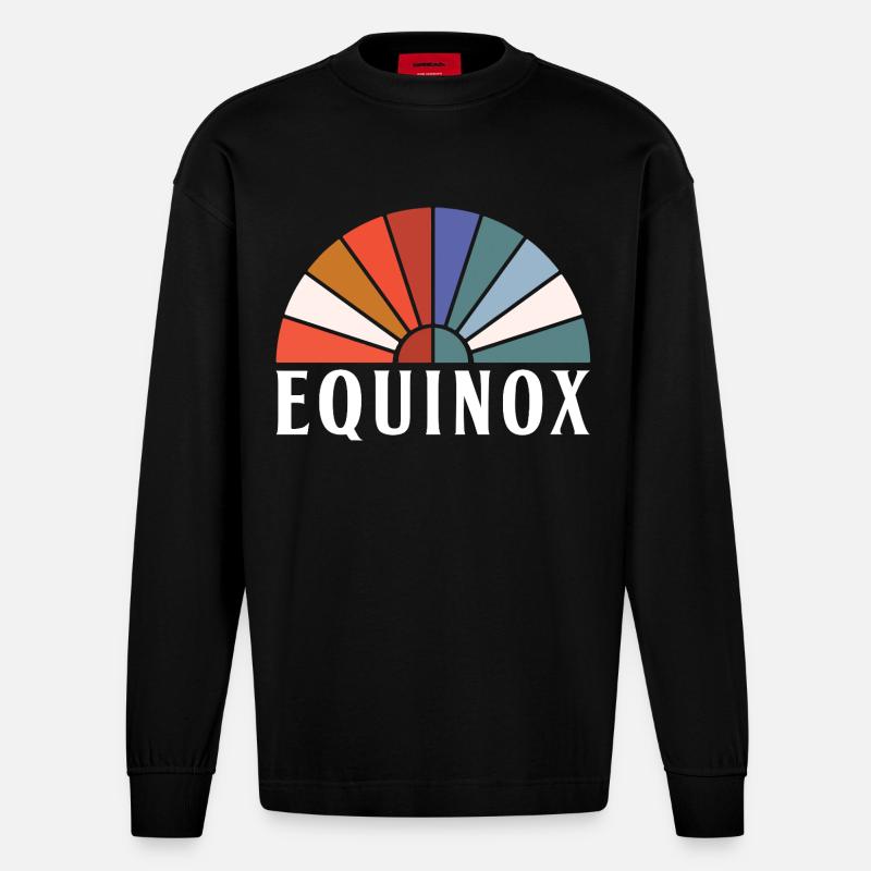 Équinoxe Joyeuses Pâques Ostara Eostre - Manches longues bio épais oversize fabriqué en UE - SOLID BLACK