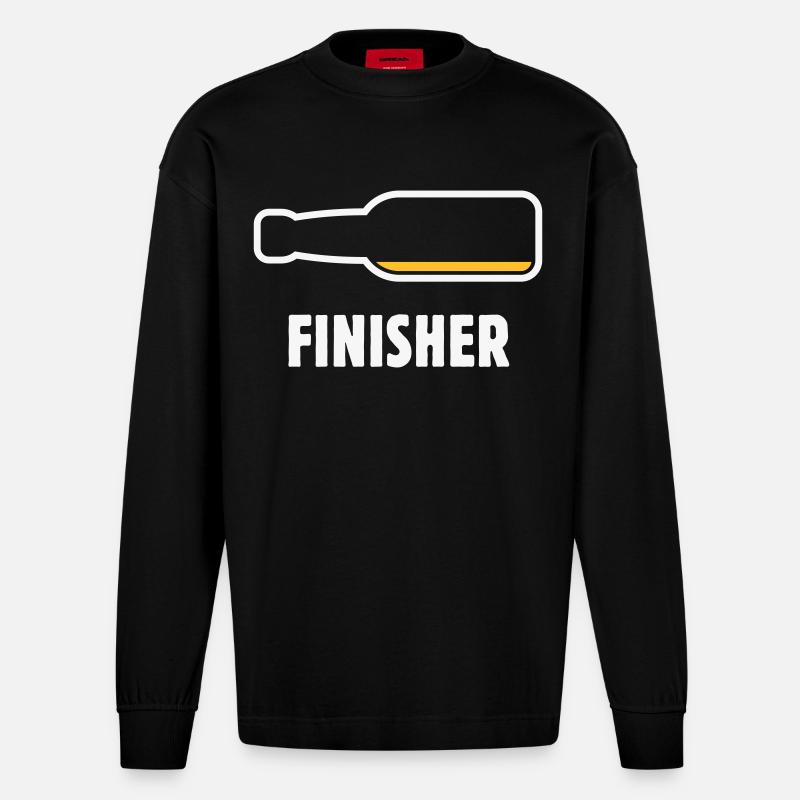 Finisher (Bier / Bierchen / Biertrinker / NEG 2C) - Heavyweight Oversized Organic Langarmshirt Made in EU - SOLID BLACK