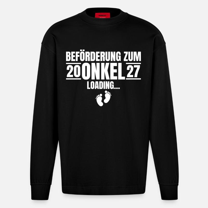 Beförderung zum Onkel 2027 Loading - Heavyweight Oversized Organic Langarmshirt Made in EU - SOLID BLACK