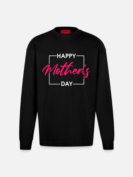 Happy Mothers Day Elegant - Heavyweight Oversized Organic Longsleeve Shirt Made in EU - SOLID BLACK