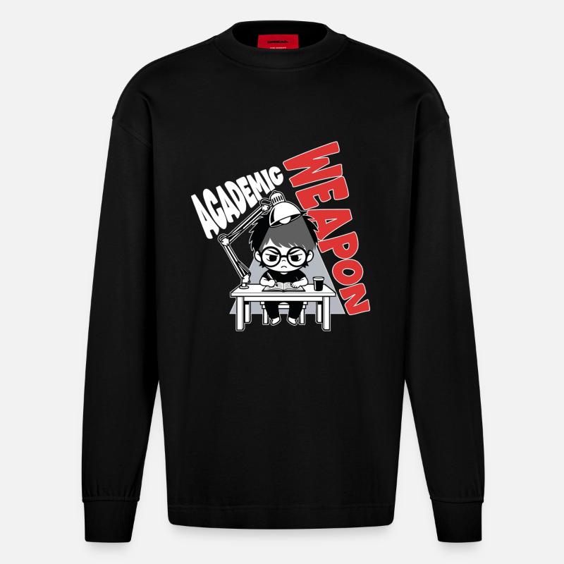 Student Academic Weapon Revisions Manga - Heavyweight Oversized Organic Langarmshirt Made in EU - SOLID BLACK