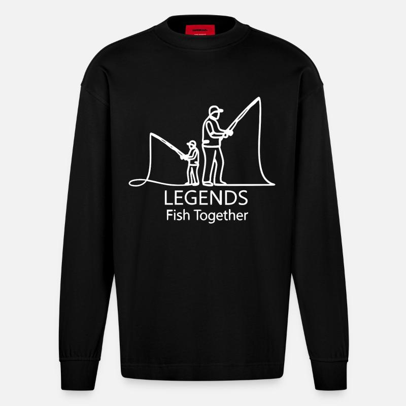 Légendes pêchant ensemble - Manches longues bio épais oversize fabriqué en UE - SOLID BLACK