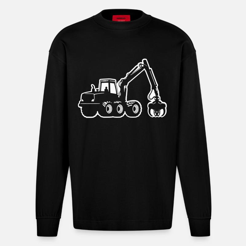 Silhouette de moissonneuse - Manches longues bio épais oversize fabriqué en UE - SOLID BLACK