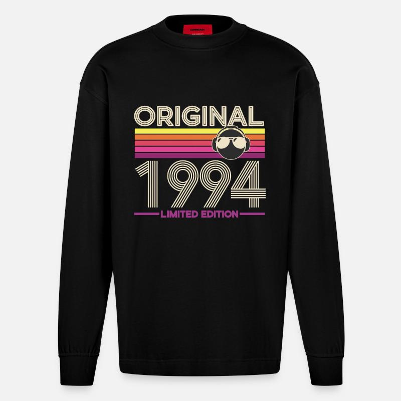Original 1994 Retro Edition - Manches longues bio épais oversize fabriqué en UE - SOLID BLACK