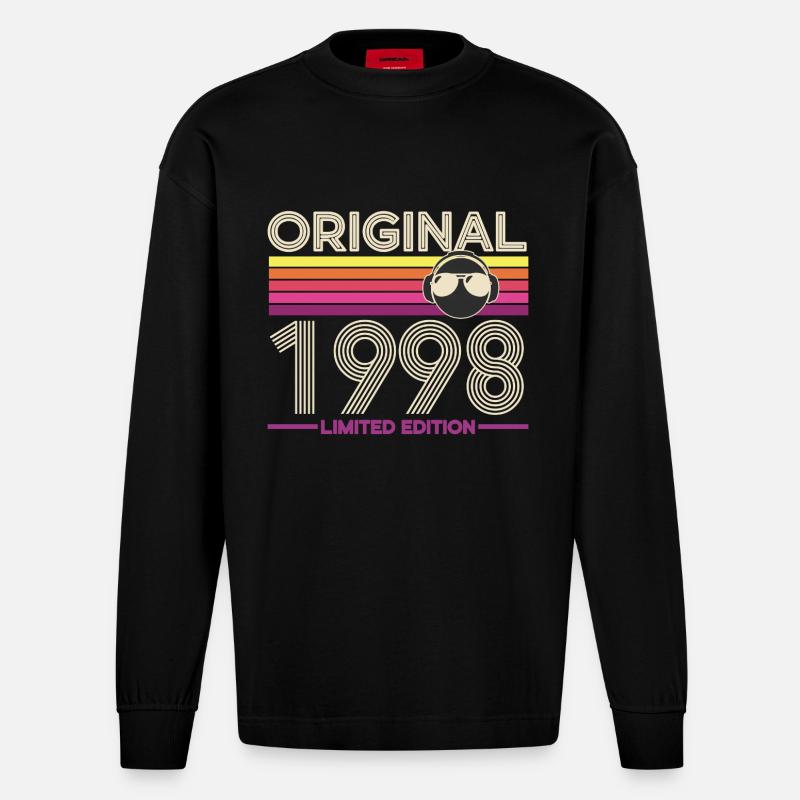 Édition Rétro Originale 1998 - Manches longues bio épais oversize fabriqué en UE - SOLID BLACK