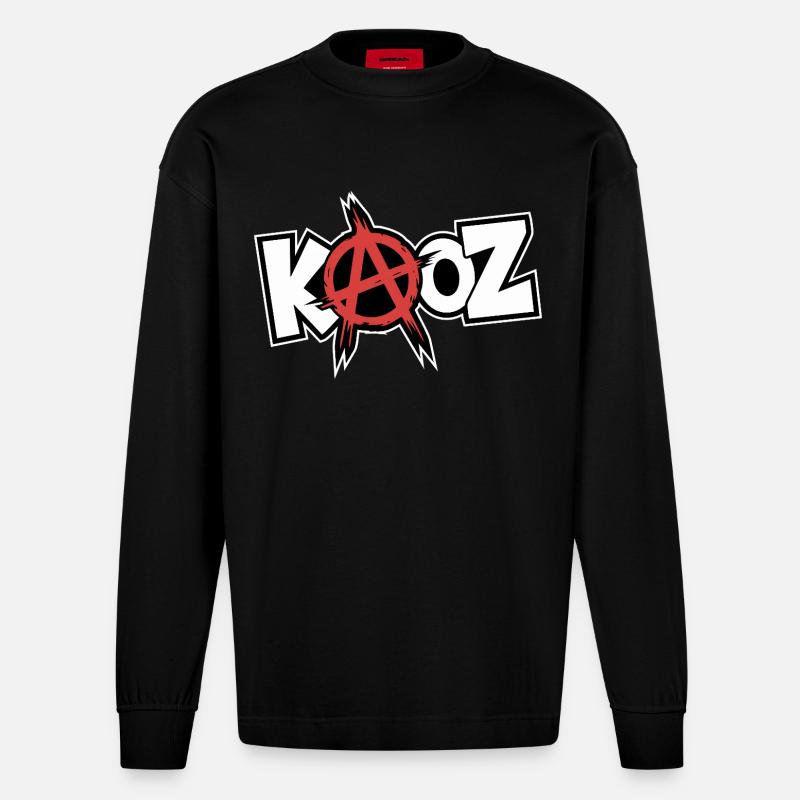Kool KAOZ Anarchie Graffiti - Heavyweight Oversized Organic Langarmshirt Made in EU - SOLID BLACK
