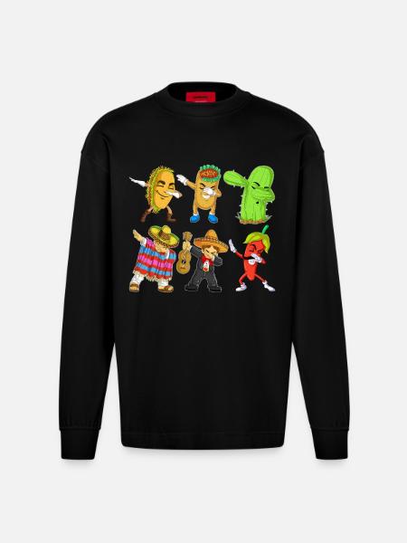 Cinco de Mayo Dab Shirt - Heavyweight Oversized Organic Longsleeve Shirt Made in EU - SOLID BLACK