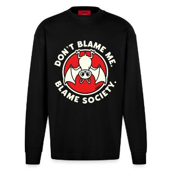Don’t Blame Me Bat Society - Heavyweight Oversized Organic Longsleeve Shirt Made in EU - SOLID BLACK - Front