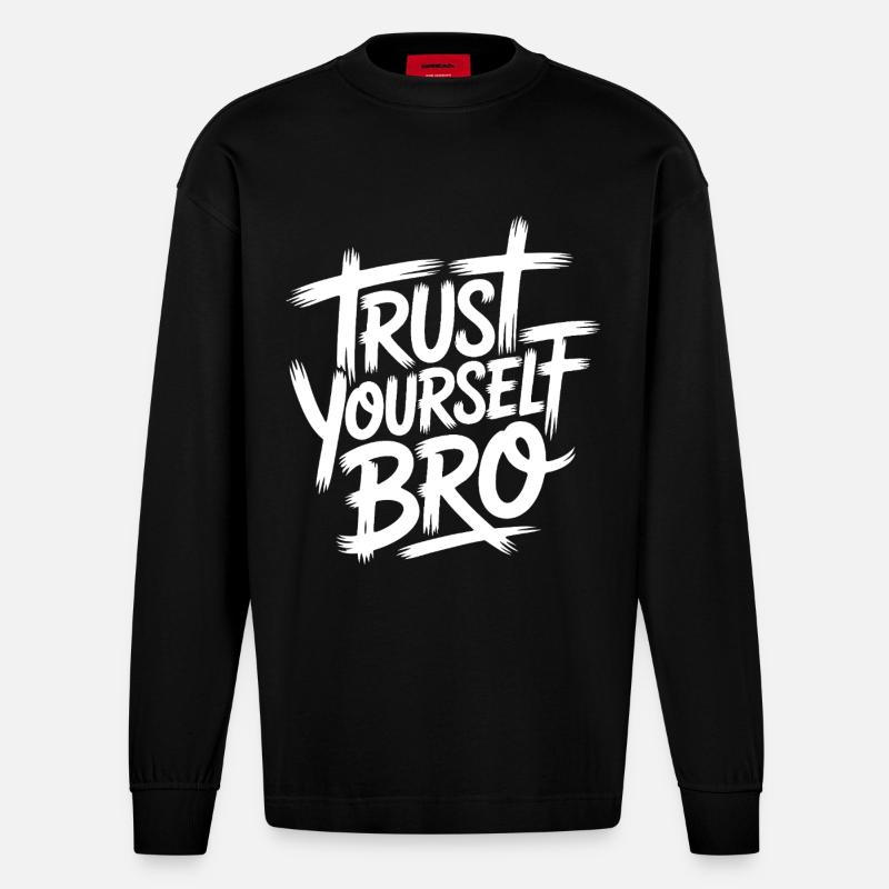 Selbstvertrauen - Heavyweight Oversized Organic Langarmshirt Made in EU - SOLID BLACK