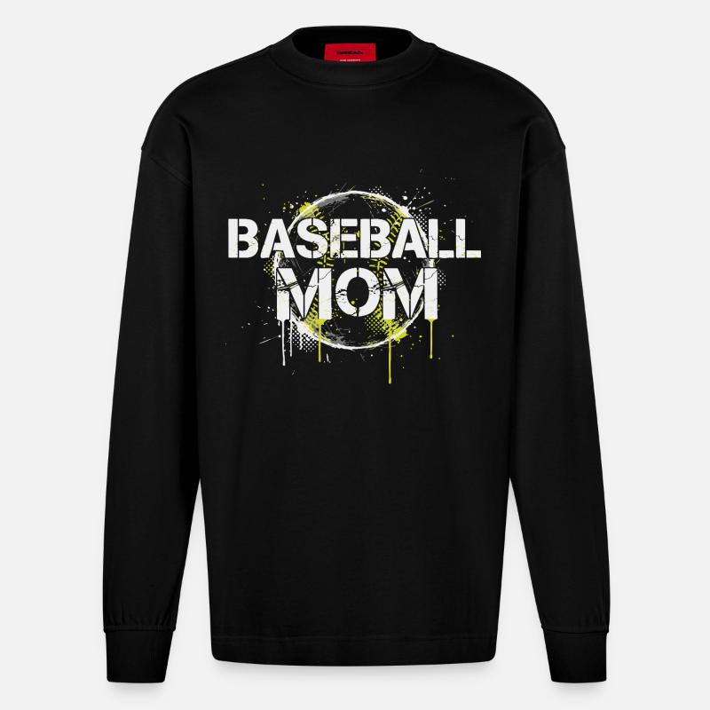 Maman de baseball - Manches longues bio épais oversize fabriqué en UE - SOLID BLACK