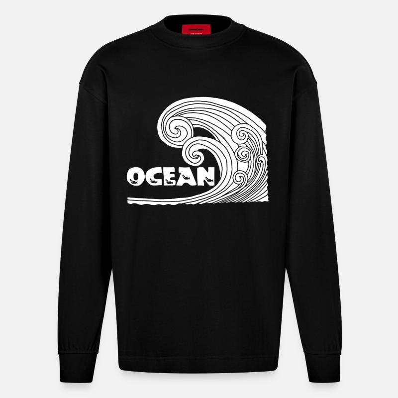 Die Weiße Welle - Heavyweight Oversized Organic Langarmshirt Made in EU - SOLID BLACK