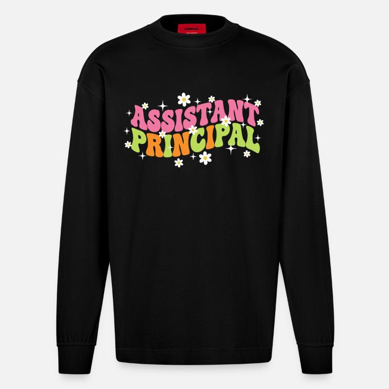 Assistant Principal Retro Groovy - Heavyweight Oversized Organic Langarmshirt Made in EU - SOLID BLACK