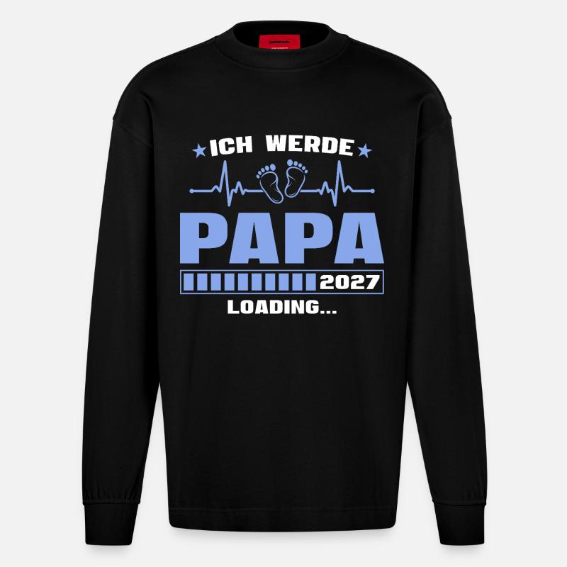 Ich werde Papa 2027 – Werdender Vater - Heavyweight Oversized Organic Langarmshirt Made in EU - SOLID BLACK