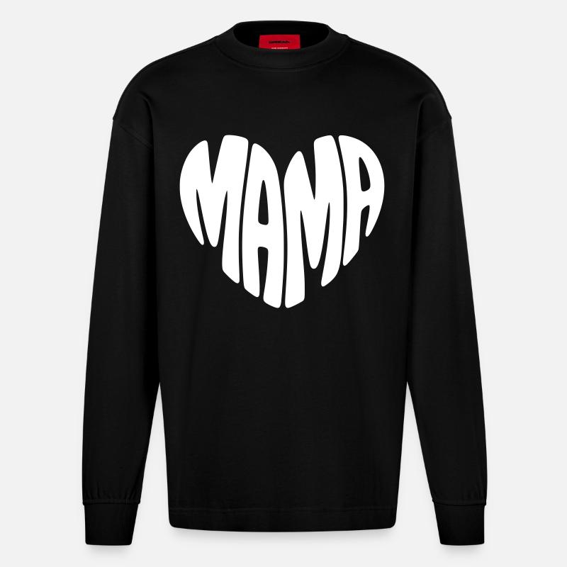 Äidin sydän Äitienpäivä - Heavyweight Oversized Organic pitkähihainen paita Made in EU - SOLID BLACK