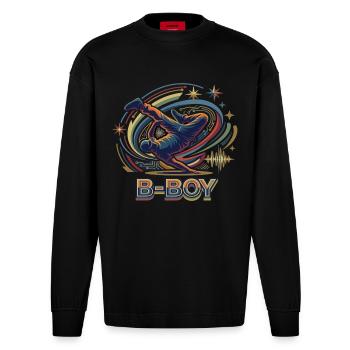 Breakdance B-Boy Hip Hop Streetdance - Heavyweight Oversized Organic Longsleeve Shirt Made in EU - SOLID BLACK - Front