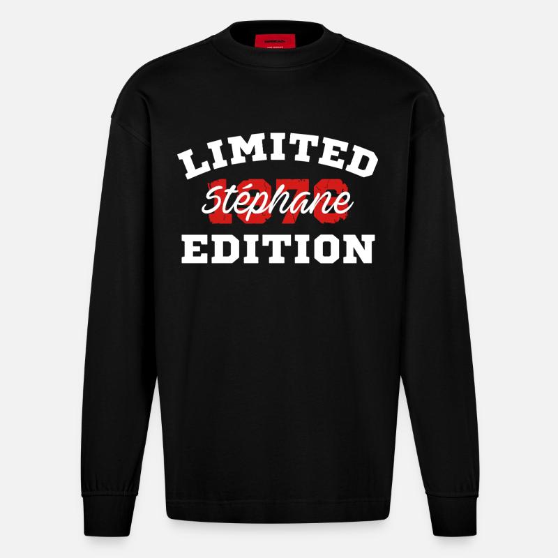 Limitierte Auflage Stéphane 1976 - Heavyweight Oversized Organic Langarmshirt Made in EU - SOLID BLACK