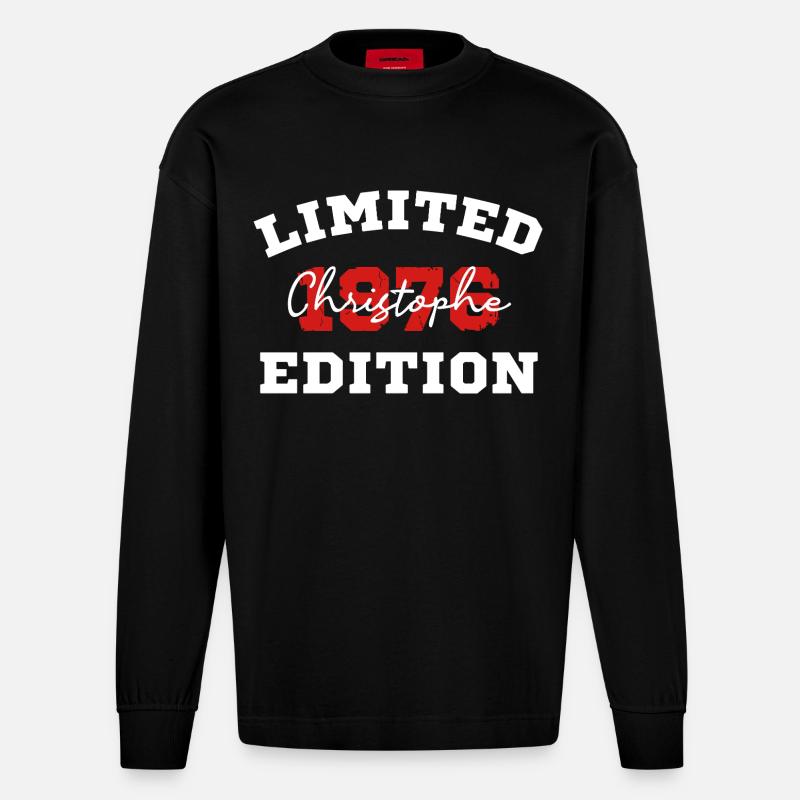 Edition Limitee 1076 Christophe - Manches longues bio épais oversize fabriqué en UE - SOLID BLACK