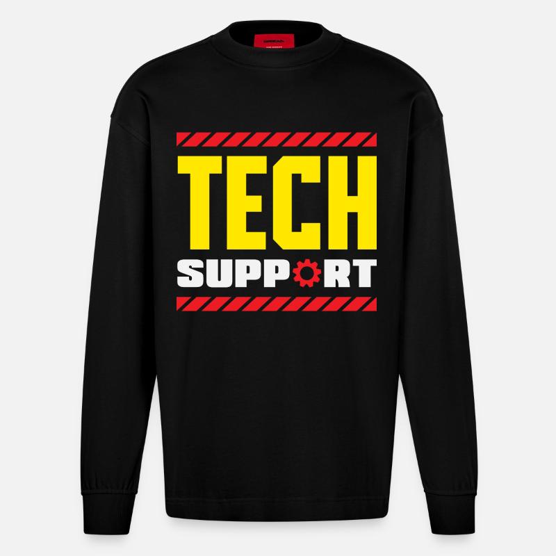 Tech Support Mitarbeiter Zahnrad Industrial - Heavyweight Oversized Organic Langarmshirt Made in EU - SOLID BLACK