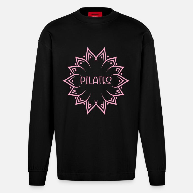 Pilates Blume - Heavyweight Oversized Organic Langarmshirt Made in EU - SOLID BLACK