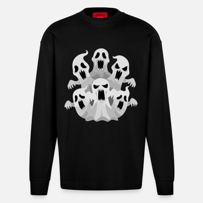 Ghost Pack - Manches longues bio épais oversize fabriqué en UE - SOLID BLACK
