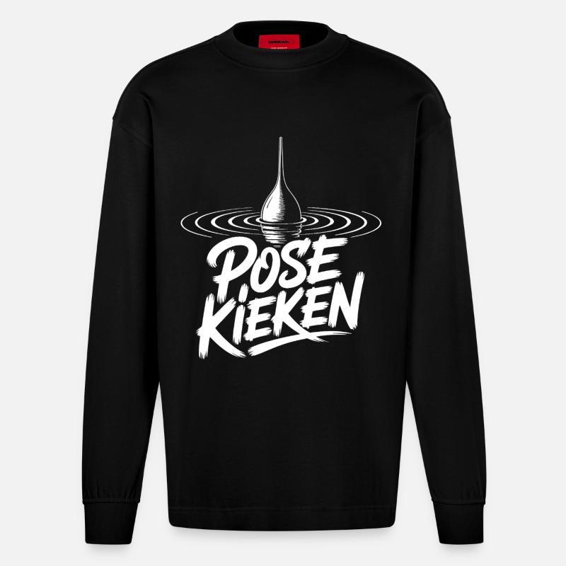 Angler Pose Design - Heavyweight Oversized Organic Langarmshirt Made in EU - SOLID BLACK