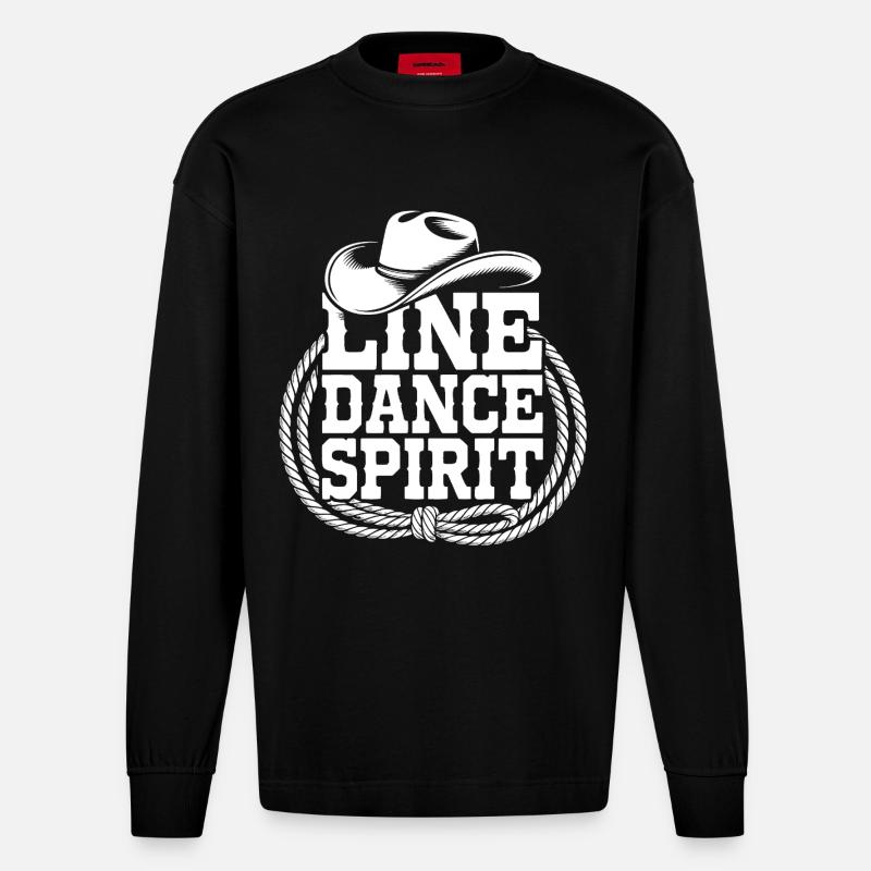 Line Dance Style - Heavyweight Oversized Organic Langarmshirt Made in EU - SOLID BLACK