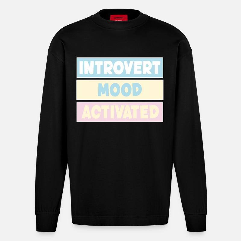 introvertiert - Heavyweight Oversized Organic Langarmshirt Made in EU - SOLID BLACK