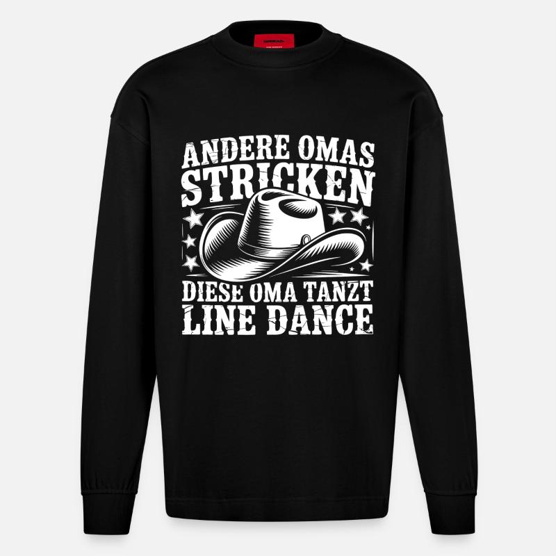 Oma Line Dance - Heavyweight Oversized Organic Langarmshirt Made in EU - SOLID BLACK