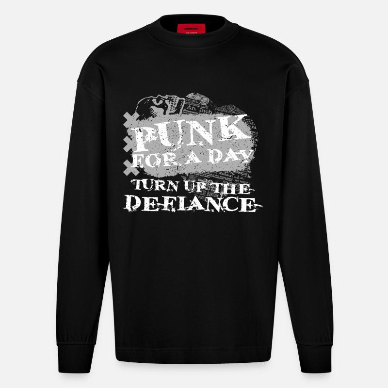 Punk For A Day - Heavyweight Oversized Organic Langarmshirt Made in EU - SOLID BLACK