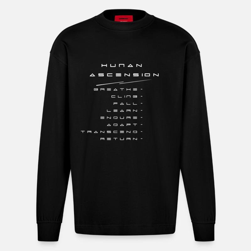 Human ascension - Manches longues bio épais oversize fabriqué en UE - SOLID BLACK