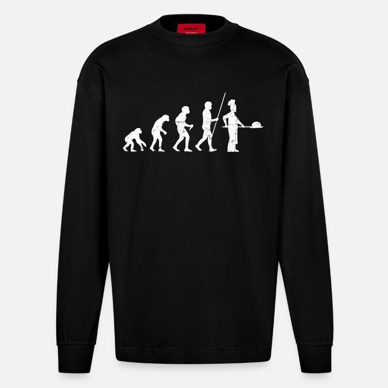Baker Evolution Distressed Look - Heavyweight Oversized Organic Longsleeve Shirt Made in EU - SOLID BLACK