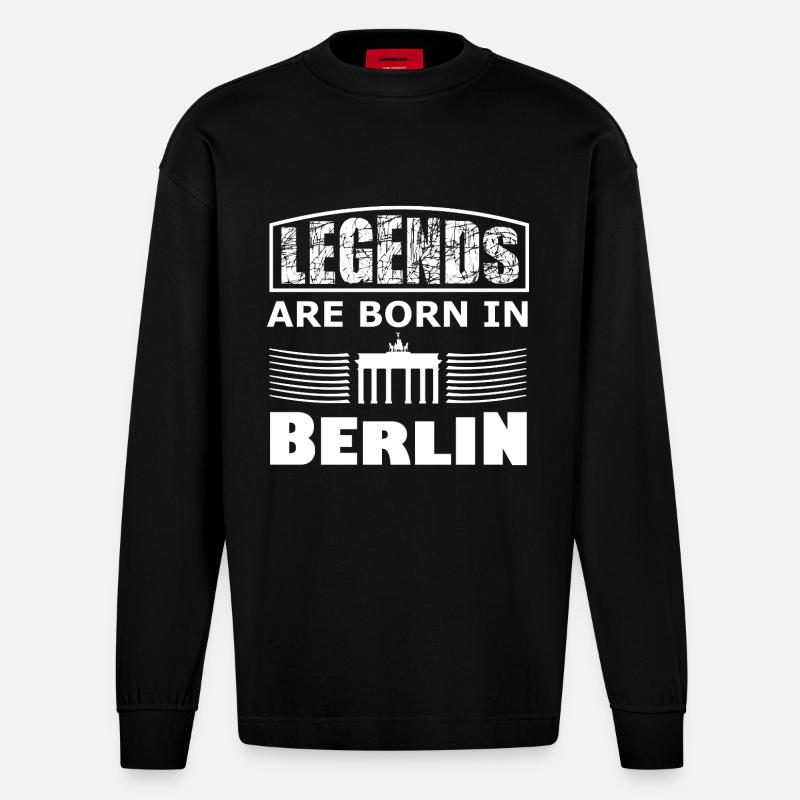 Legenden aus Berlin - Heavyweight Oversized Organic Langarmshirt Made in EU - SOLID BLACK