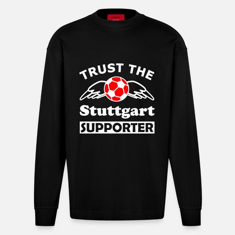 Stuttgart Supporter Wingball - Manches longues bio épais oversize fabriqué en UE - SOLID BLACK