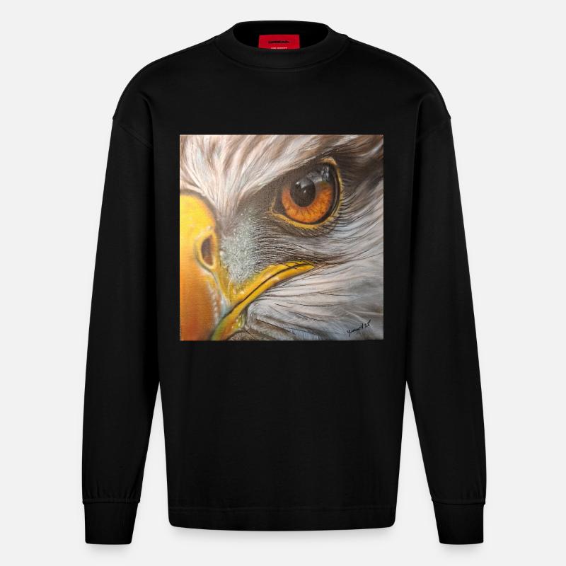 Œil d’aigle - Manches longues bio épais oversize fabriqué en UE - SOLID BLACK