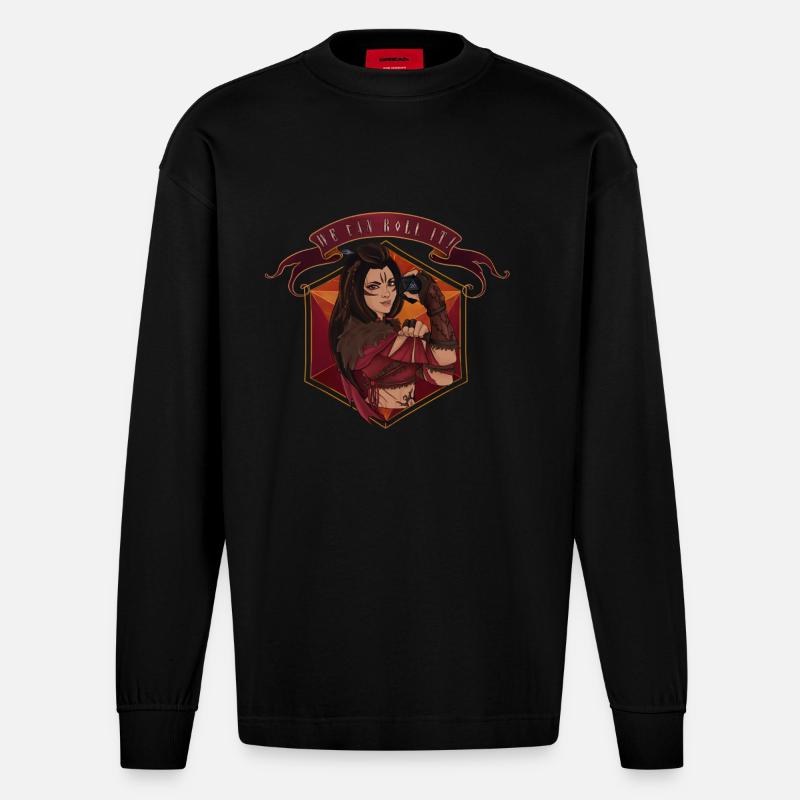 We can roll it! - Druid - Heavyweight Oversized Organic Longsleeve Shirt Made in EU - SOLID BLACK