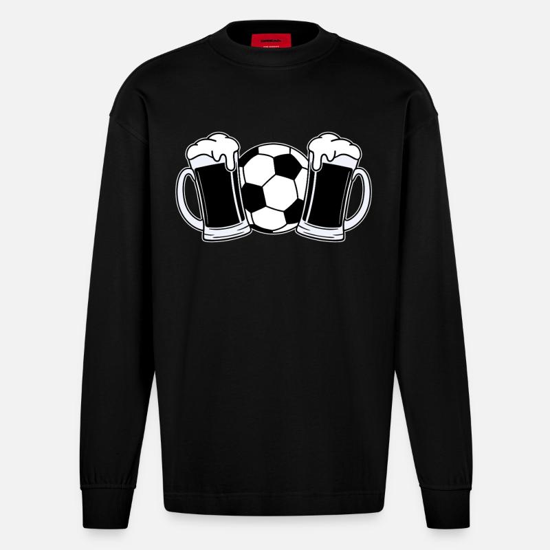 Fußball Bier - Heavyweight Oversized Organic Langarmshirt Made in EU - SOLID BLACK
