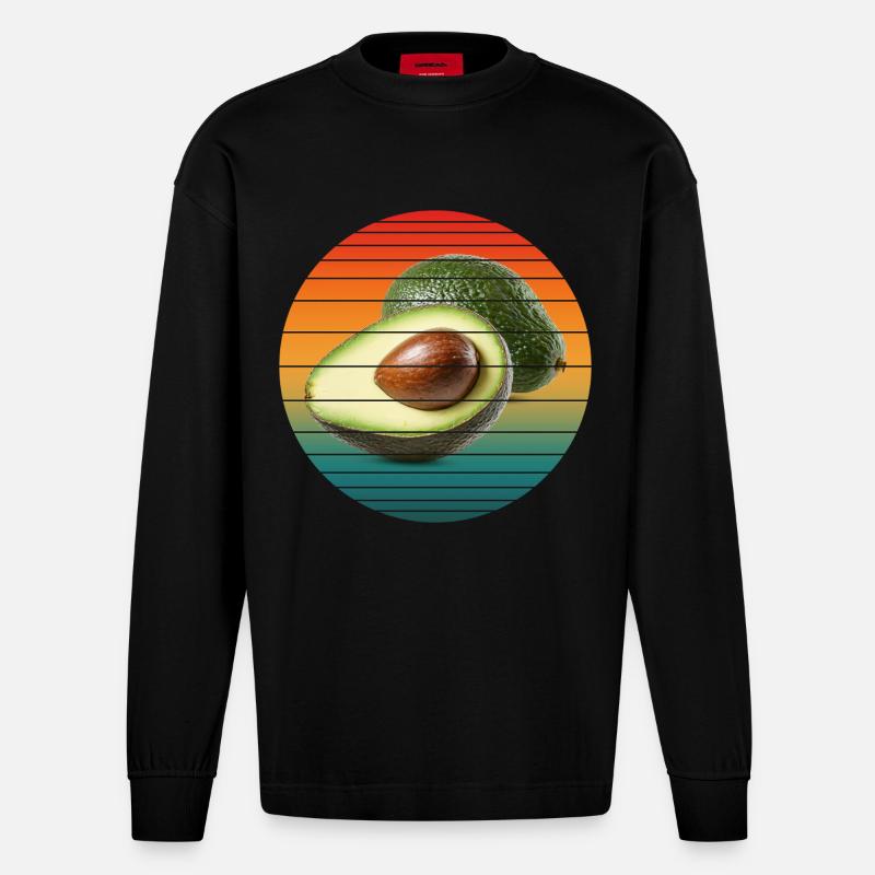 Avocadofrucht - Heavyweight Oversized Organic Langarmshirt Made in EU - SOLID BLACK