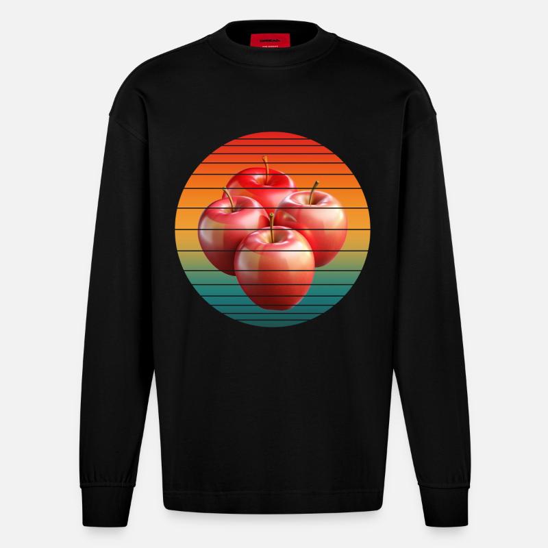 Fruit de la pomme - Manches longues bio épais oversize fabriqué en UE - SOLID BLACK