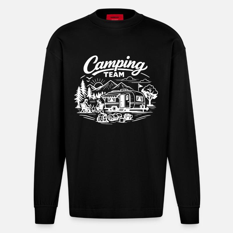 Camping Team Wagon - Manches longues bio épais oversize fabriqué en UE - SOLID BLACK