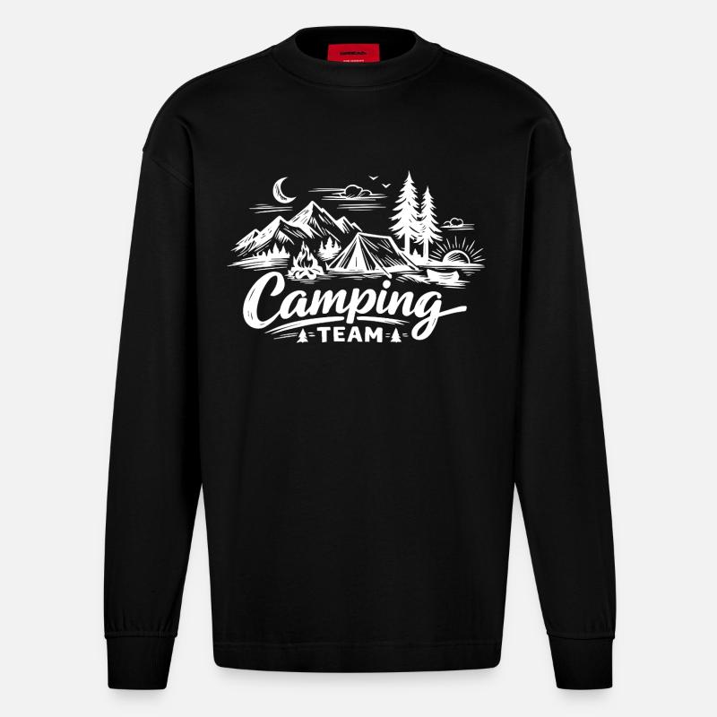 Tente d’équipe de camping - Manches longues bio épais oversize fabriqué en UE - SOLID BLACK