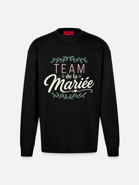 Team de La Mariée EVJF - Manches longues bio épais oversize fabriqué en UE - SOLID BLACK